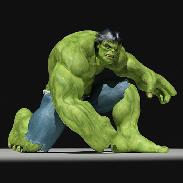 hulk rigged biped 3d model - Hulk Rigged by fabelar
