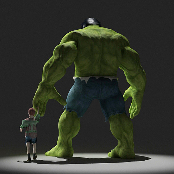 hulk rigged biped 3d model - Hulk Rigged by fabelar