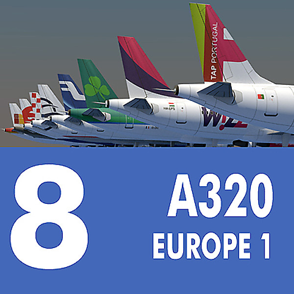 airbus a320 europe airlines 3d model - Airbus A320 Collection. Eight Europe Airlines 1 by ArqArt3D