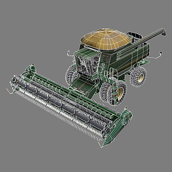 combine harvester draper platform 3d model - Combine Harvester 1 with Draper Platform by papillon