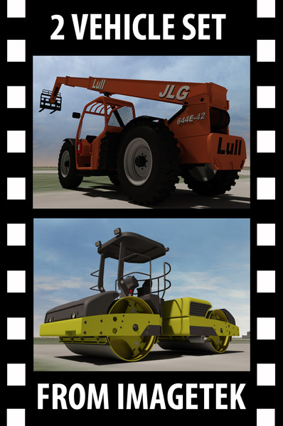 3ds max lull 644e-42 telehandler forklift - Lull 644E-42 Telehandler Forklift & Asphalt Roller Compactor 2 Model Set by Imagetek3D