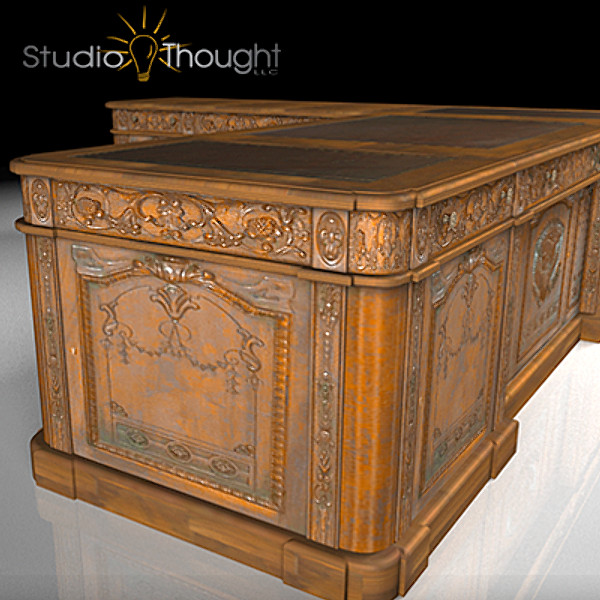 carved wood antique office desk 3d model - Office Desk (Resolute desk) - Architectural interior by StudioThought