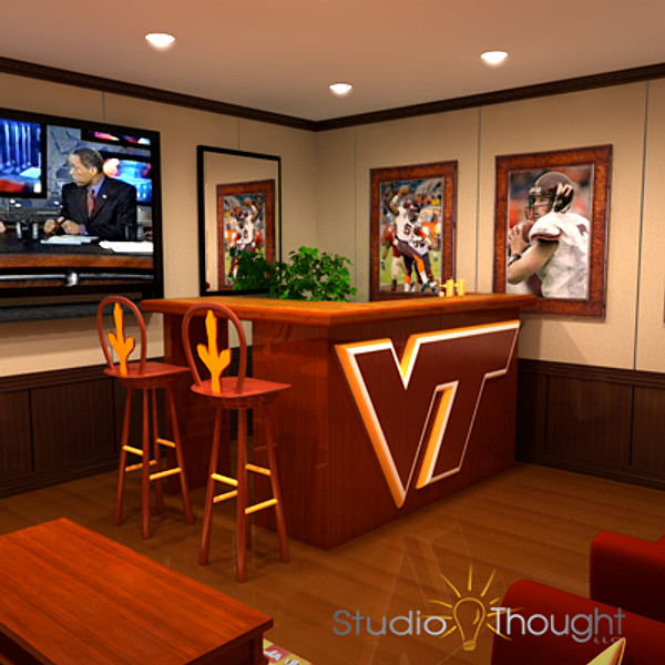 3ds max virginia hokie man cave - Architectural interior - Man Cave (Virginia Tech theme) by StudioThought