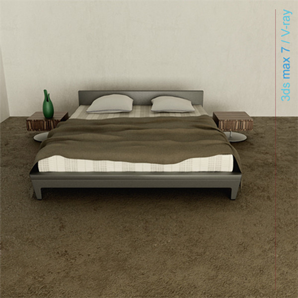 lightwave architectural - bed with bedside cabinet by lajhar