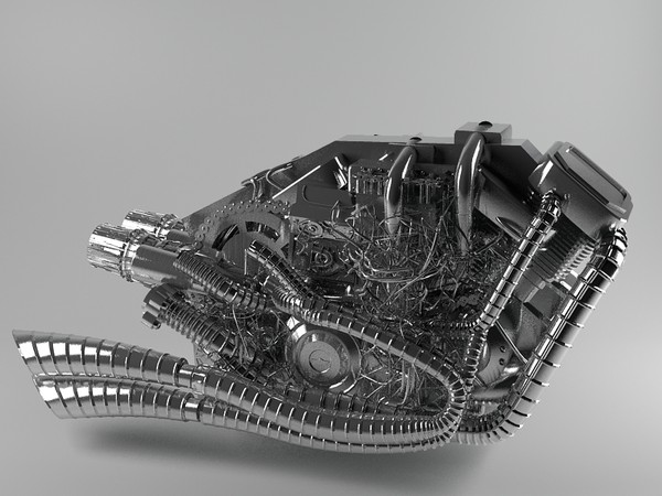 3d motorcycle engine - Motorcycle engine v8 by dentonvanzan