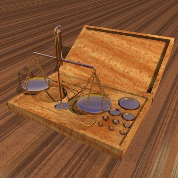 antique weigh scales box 3d model - Antique weigh scales with box and weights 2 by vitaloverdose