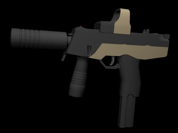 steyr tmp machine pistol 3d model - TMP machine pistol + attachments by ChrisStolze