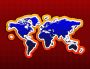 continents on a red background