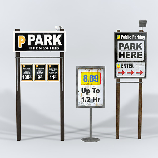 signs parking lot 3d max - Parking Lot Signs by NesAn Studio