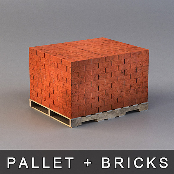 3ds wood pallet bricks loaded - Pallet of Bricks (Loaded) by Feuerlowe