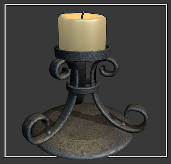 medievil candle holder 3d max - Gothic candle holder by vitaloverdose