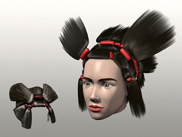 head woman girl 3d ma - Hair by cermaka