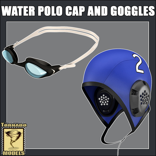 3dsmax water polo cap swimming - Water Polo Cap and Goggles by Tornado Studio