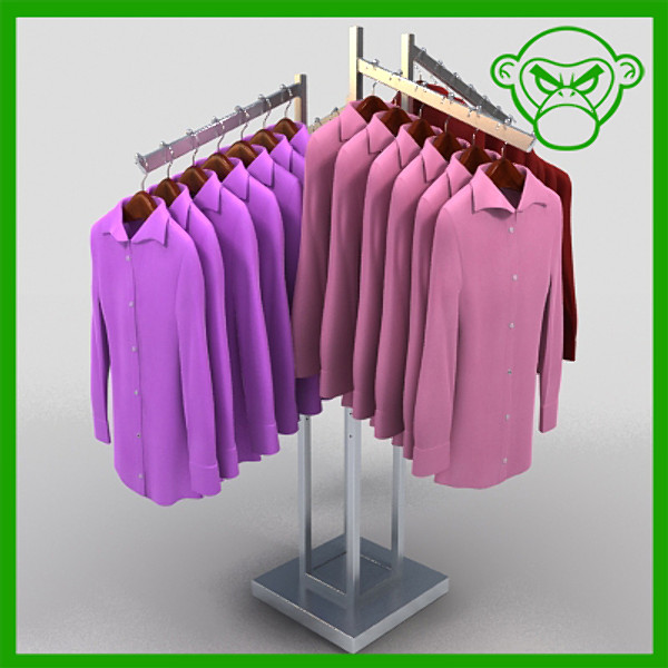 3d women dress shirts rack model - dress shirt rack by monkeyodoom