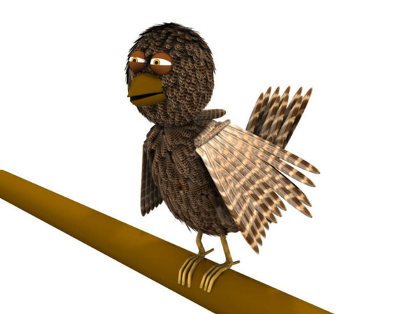 3d model bird rigged cartoony little - Cartoony Rigged Little Bird by robman88