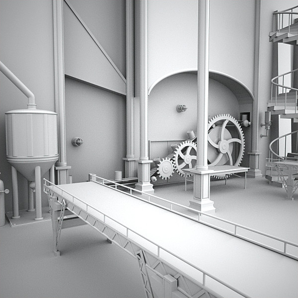 scene factory interior max - Interior Factory Scene by AhearnART
