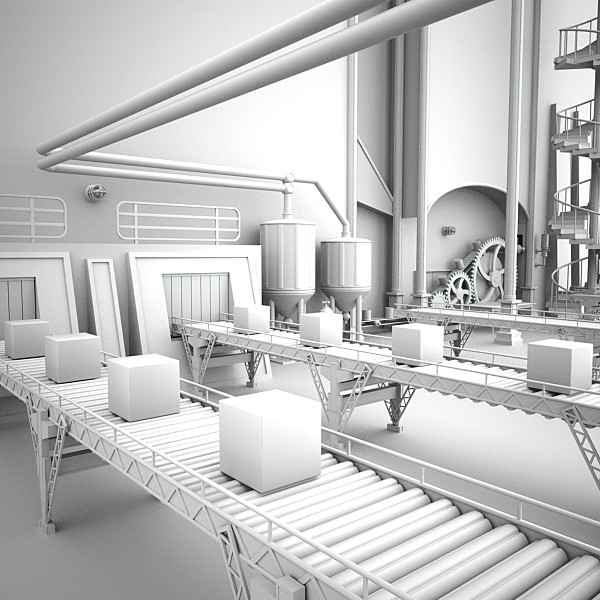 scene factory interior max - Interior Factory Scene by AhearnART