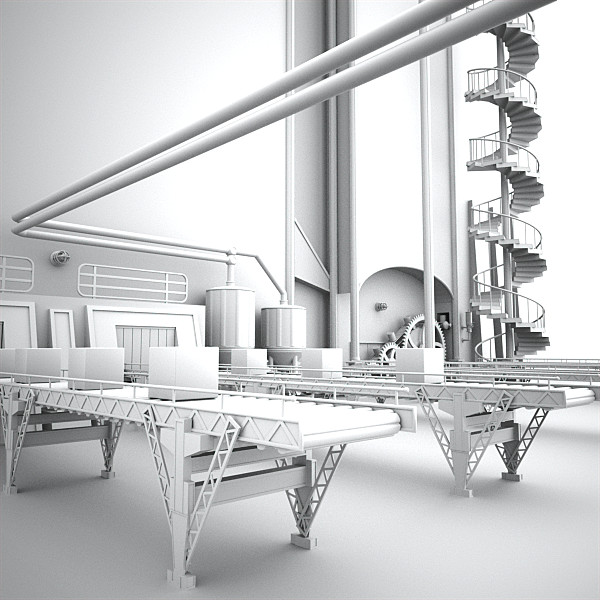 scene factory interior max - Interior Factory Scene by AhearnART