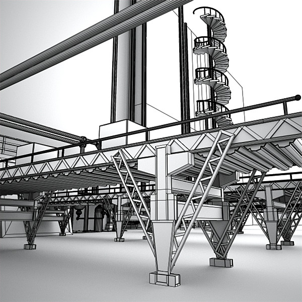 scene factory interior max - Interior Factory Scene by AhearnART