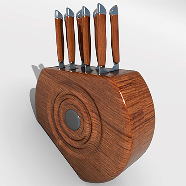 wooden knife block 3d 3ds - Wooden Knife Block by StudioEgan