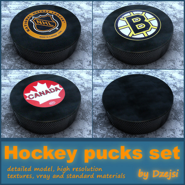 hockey puck 3d max - Hockey pucks collection by Dzejsi Models