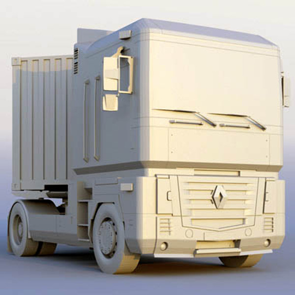 renault magnum truck containers 3d obj - Renault Magnum Semitruck by ArqArt3D