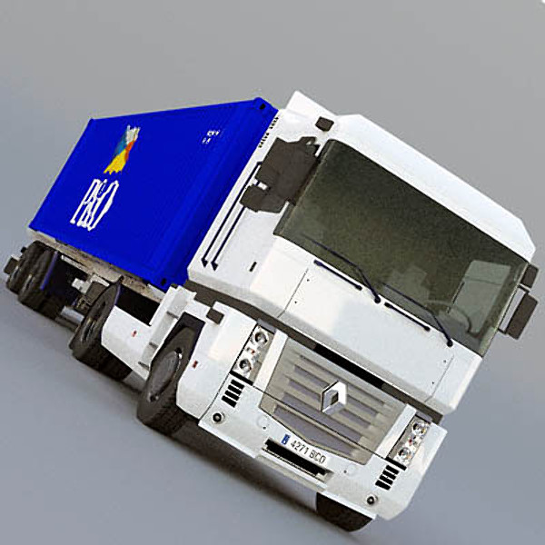 renault magnum truck containers 3d obj - Renault Magnum Semitruck by ArqArt3D