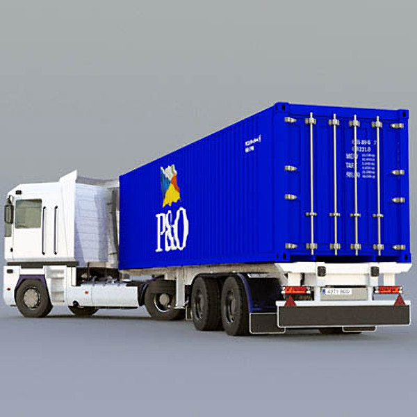 renault magnum truck containers 3d obj - Renault Magnum Semitruck by ArqArt3D