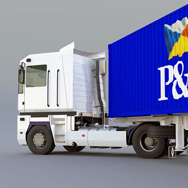 renault magnum truck containers 3d obj - Renault Magnum Semitruck by ArqArt3D