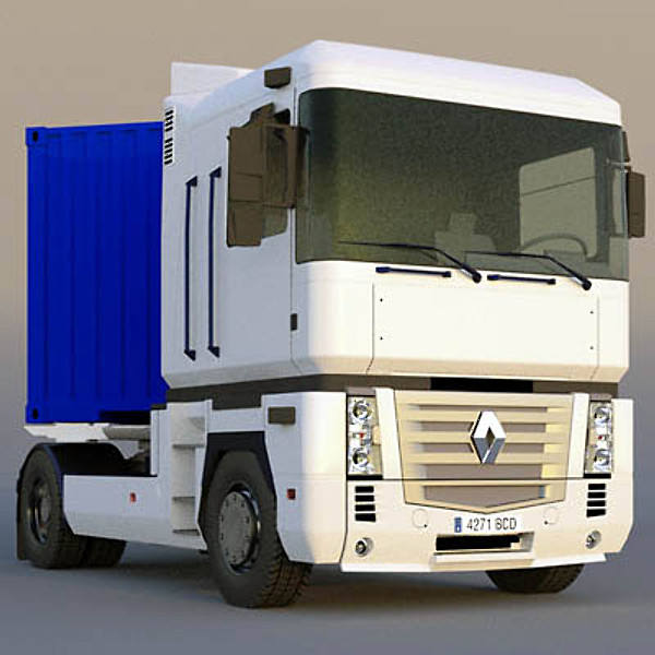 renault magnum truck containers 3d obj - Renault Magnum Semitruck by ArqArt3D