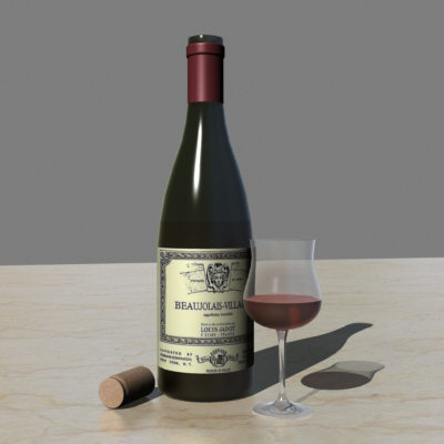 3d wine beaujolais bottle - Wine by mostlysquare