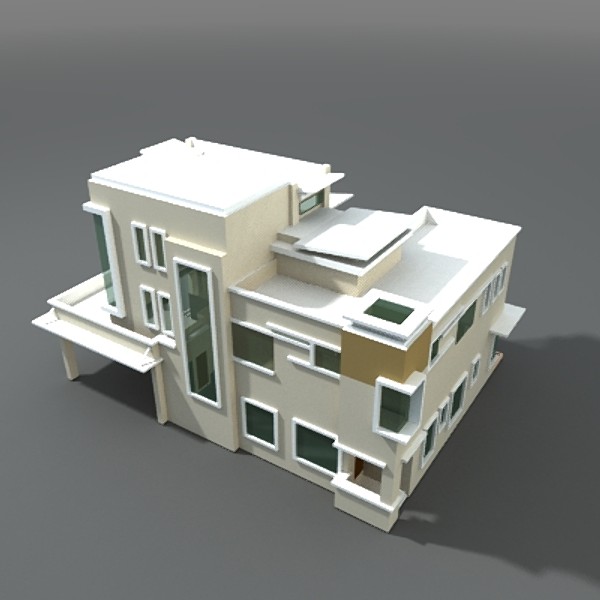 3d model modern bungalow - bungalow-2.3ds by thinice