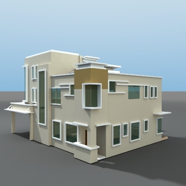 3d model modern bungalow - bungalow-2.3ds by thinice