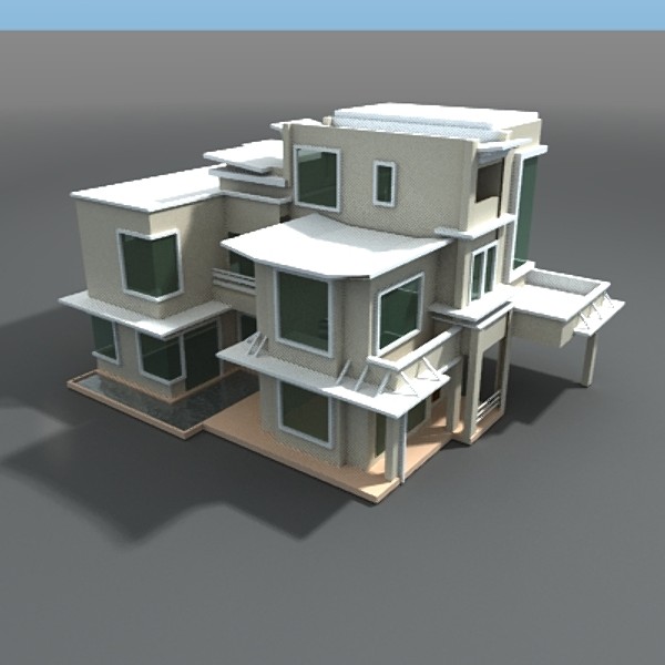3d model modern bungalow - bungalow-2.3ds by thinice