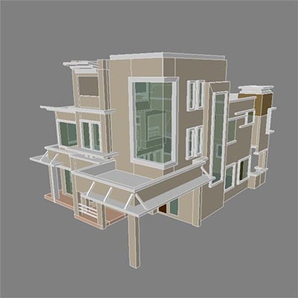 3d model modern bungalow - bungalow-2.3ds by thinice