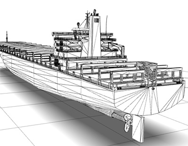 container ship bonn express 3d model - Ship Bonn Express class by rdklein