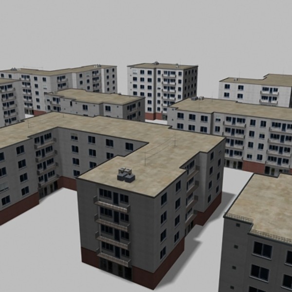 apartmenthouses building 3d model - buildings.zip... by habakuk