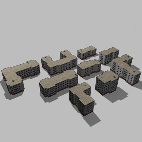 apartmenthouses building 3d model - buildings.zip... by habakuk