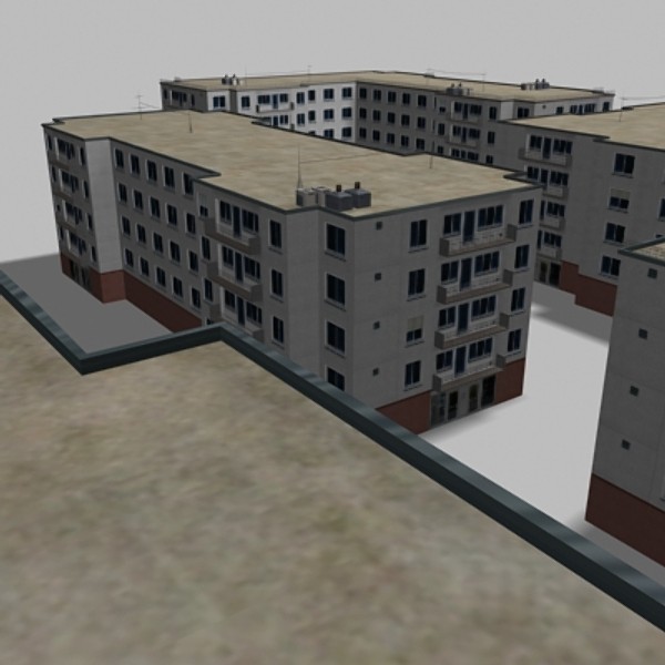 apartmenthouses building 3d model - buildings.zip... by habakuk