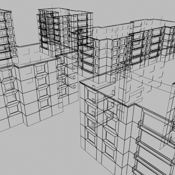 apartmenthouses building 3d model - buildings.zip... by habakuk