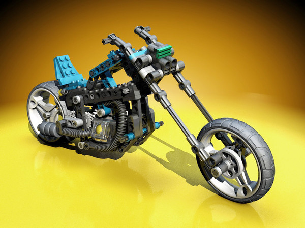 photorealistic lego motorcycle 3ds - Lego Motorcycle by Warag
