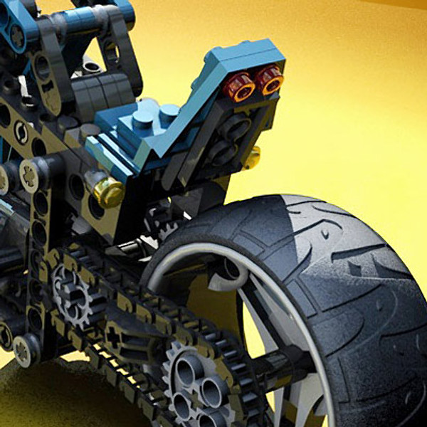 photorealistic lego motorcycle 3ds - Lego Motorcycle by Warag