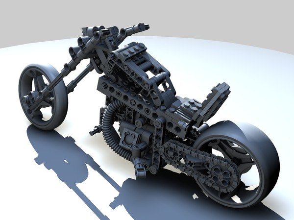 photorealistic lego motorcycle 3ds - Lego Motorcycle by Warag