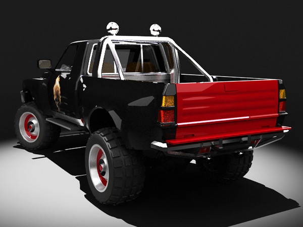 4x4 pickup standard materials 3d 3ds - Flaming Skull 4x4 STANDARD MATERIALS by fabelar