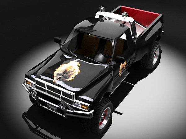 4x4 pickup standard materials 3d 3ds - Flaming Skull 4x4 STANDARD MATERIALS by fabelar