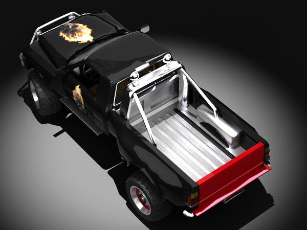 4x4 pickup standard materials 3d 3ds - Flaming Skull 4x4 STANDARD MATERIALS by fabelar