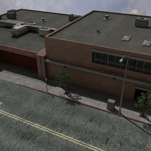 3dsmax station building lights - Fire Station by dastolidigital
