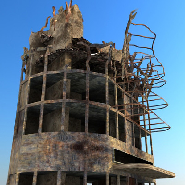 3d sci fi futuristic building model - Ruin Building 07 by 3D_Multimedia