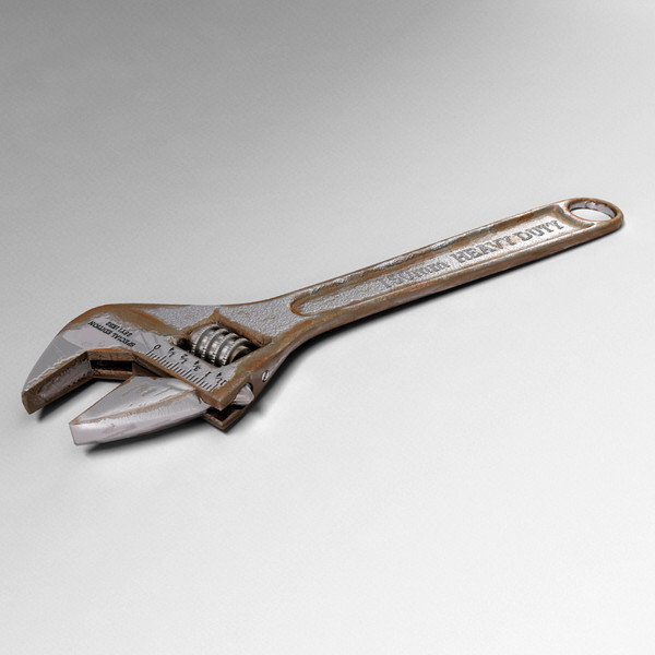 3d model old rusty adjustable wrench - Rusty adjustable wrench by Ykay