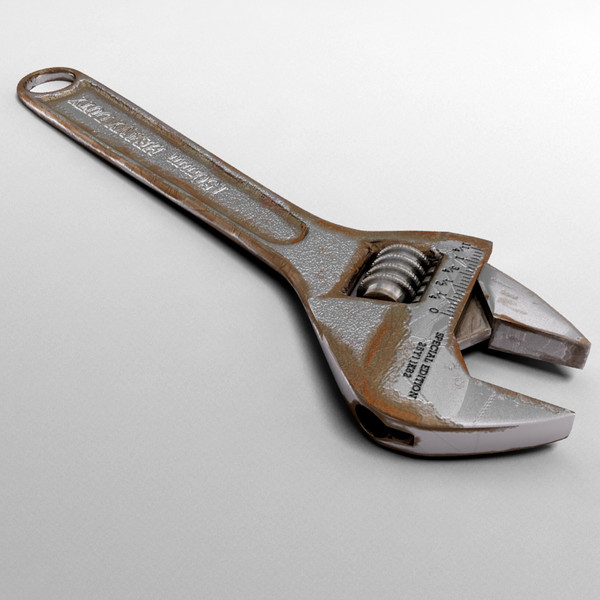 3d model old rusty adjustable wrench - Rusty adjustable wrench by Ykay
